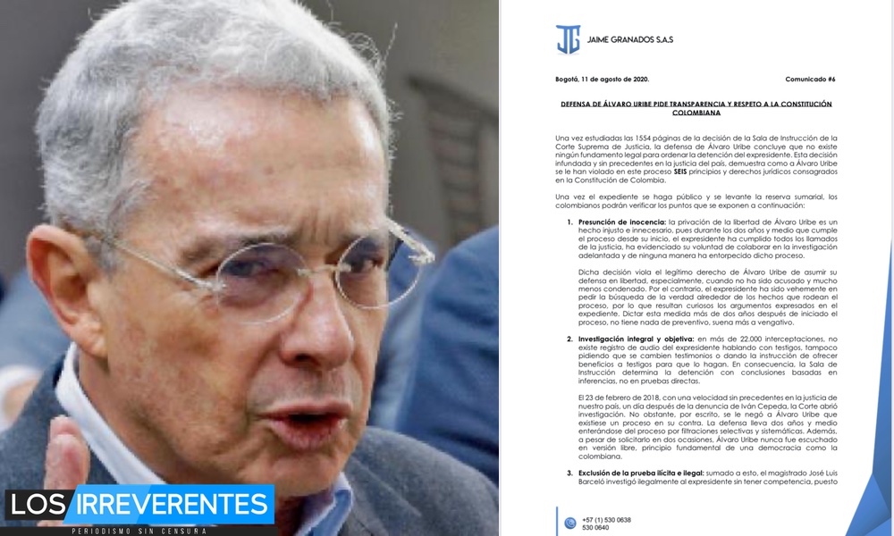 Por falta de garantías, presidente Uribe no presenta recurso de reposición